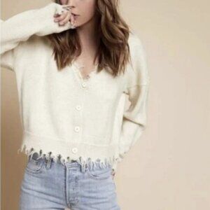 Nation LTD Madeline cream eggshell cardigan baby alpaca button front small